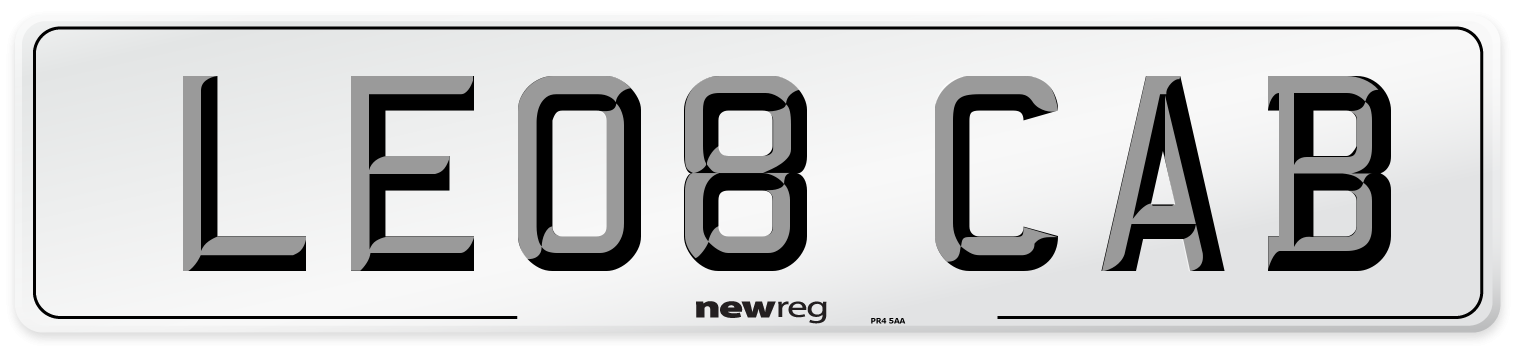 LE08 CAB Number Plate from New Reg